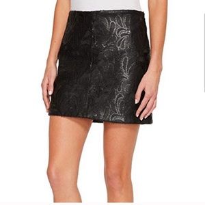 Vegan Leather Sequin Fitted Mini Skirt